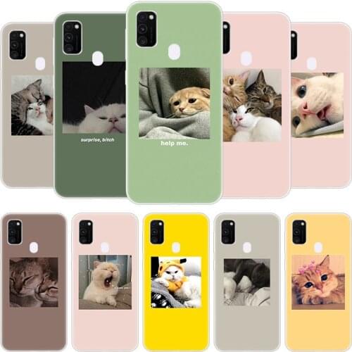 Cute Animal kitten Cat Soft Case for Samsung Galaxy F41 M01 Core M02S M12 M21S M30S M31S M42 M51 M62 A6 A7 A8 Plus 2018 Cover