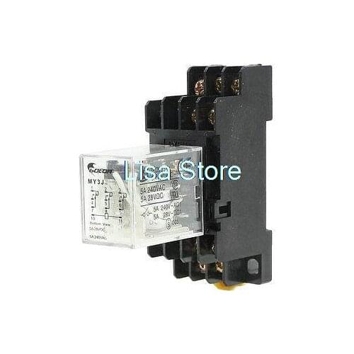 DC 6V Coil 3PDT 11 Pins Electromagnetic Power Relay 5A 250VAC/28VDC w Base