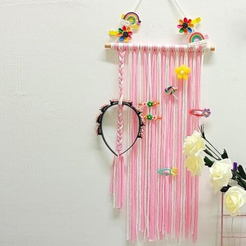Boho Unicorn Decor Long Rainbow Wall Hanging Ornaments Girl Headwear Hair Bows Clip Storage Belt Home Room Decoration Pendant