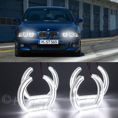 For BMW 5 SERIES E39 525i 528i 530i 540i 1997-2000 Crystal DTM Style LED Angel Eyes Light White and Yellow Turn Signal Halo Ring