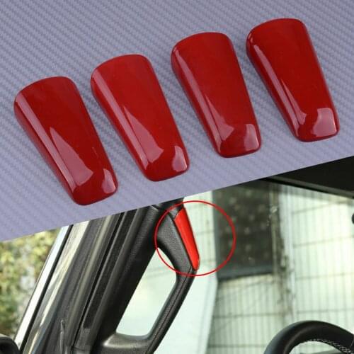 DWCX 4pcs ABS Red A B Pillar Handle Grab Bar Cover Trim Decor Cap Fit for Jeep Wrangler JL 2 Door 2018 2019