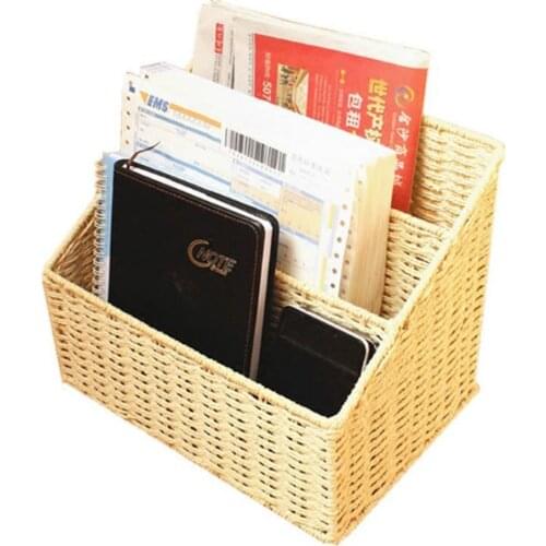 Eco-friendly braid magazine storage basket desktop books organizer file folder sundries storage bins home storage & organization