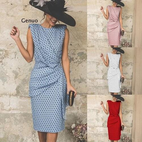 Elegant Party Dress Women Summer Dress Polka Dot Midi Dresses Sleeveless Backless Casual Dress Slim Club Sundress Robe Longue