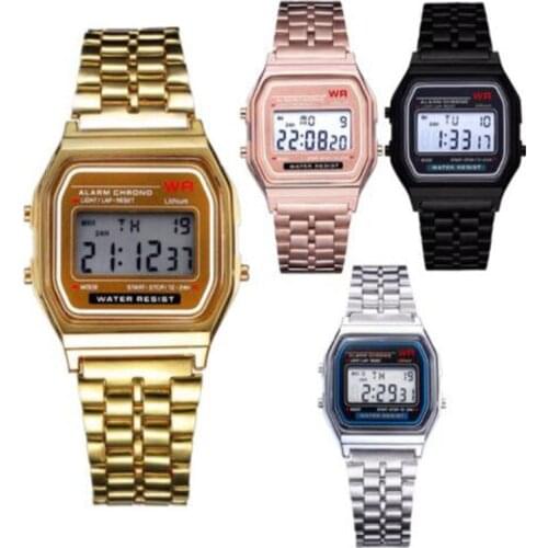 F91W Steel Strap Watch Vintage LED Digital Sports Military Watches Electronic Wrist Band Clock Ladies Valentines Day Gift
