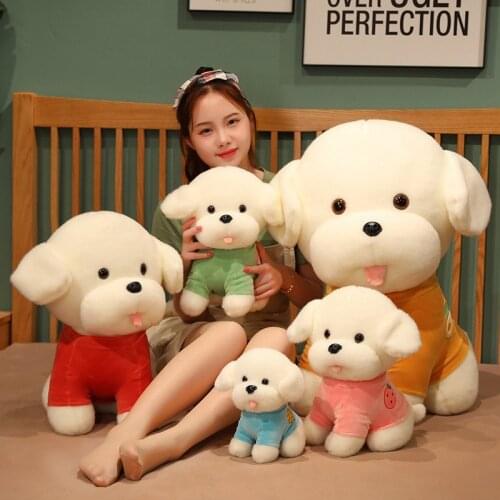 5 Colors T-shirt Bichon Frise Puppy Stuffed Animal Dog Plush Toy Cute Simulation Pets Fluffy Baby Dolls Birthday Gifts for Child