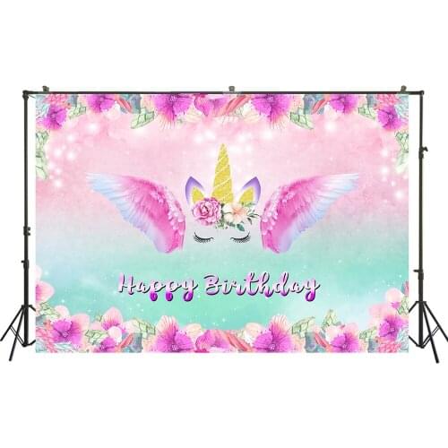 HUAYI Photography Backdrops Birthday Party Baby Shower Decor Child Desserts Cake Table Unicorn Rainbow Photo Background W-3474