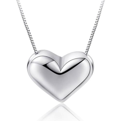 Exquisite Heart Pendant Necklaces For Women Trend Short Clavicle Chain 925 Sterling Silver Color Girls Jewelry Box Chain SAN222