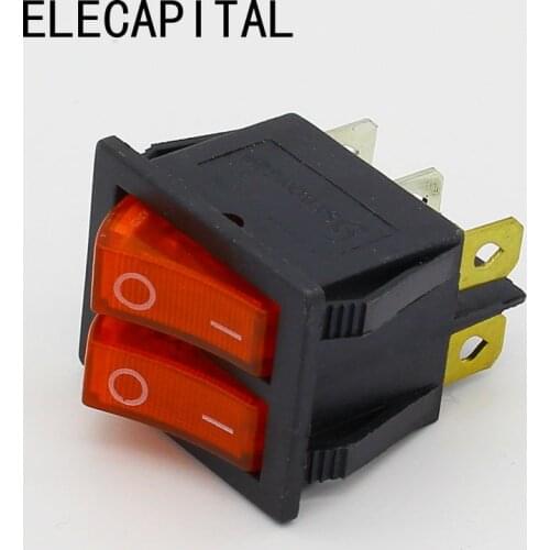 Rocker switch,boat switch 6pins with lamp ON/OFF