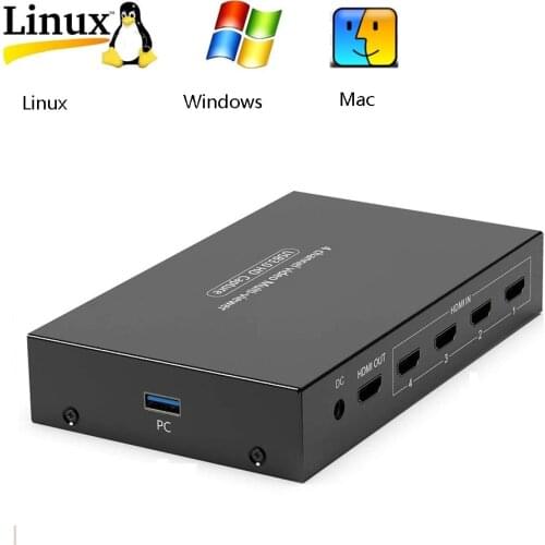 Ezcap264 4-in-1 1080p USB 3.0 UVC Capture Live switch 4 HDMI complati high quality camera for Windows 7,8,10, OS X 10.9 or later