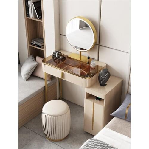 Dresser small bedroom net red ins wind modern glass dresser mini Nordic high-end light luxury makeup table
