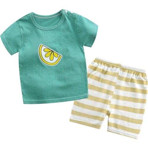Summer 2020 Childrens Short Sleeve Set Boys' Cotton T-shirt Girls' Baby Casual Shorts Baby Clothes Childrens Wear Set