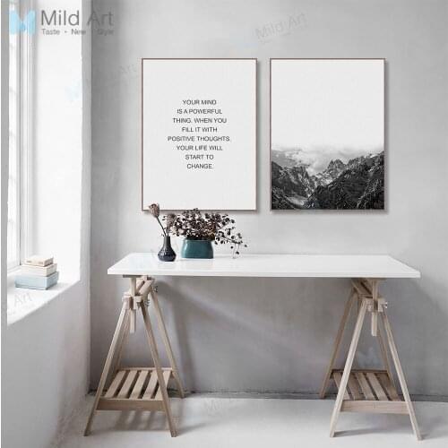 Minimalist Mountain Landscape Typography Quotes Posters Prints Nordic Living Room Wall Art Pictures Home Decor Canvas Paintings