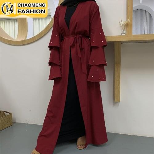 Abaya Dubai Fashion Simple Pearl Kimono Muslim For Women Modest Robe Turkey Kaftan Islamic Clothing Caftan Marocain Mujer Ropa