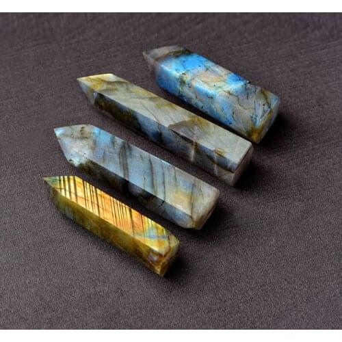 Natural Labradorite Stone Crystal Wand Point Healing Reiki Crystals Obelisk Quartz Tower Energy Points for Crystal Grids