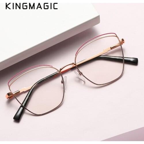 KINGMAGIC Brand Female Oval Glasses Women Optical eyeglasses computer anti blue light gaming fatigue blue blocking glasses