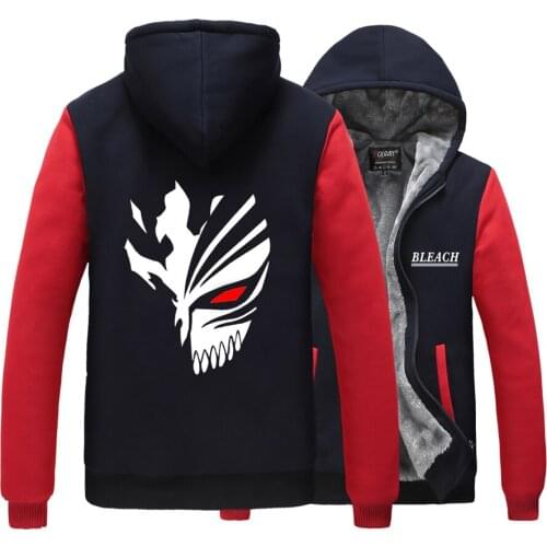 Bleach Kurosaki Ichigo Kuchiki Rukia Soul Reaper Cosplay Costume thicken winter fleece jacket coat Hoodie