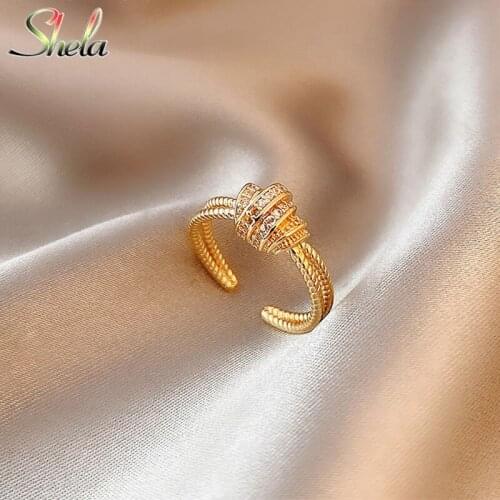 Open Adjustable Zircon Finger Ring Party Gift Wedding Simple OL Fashion Jewelry For Women Girl Accessories Wholesale