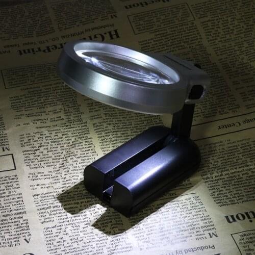 Handheld Desktop Magnifying Glass Multi-Function Folding 3 Times with LED Lights for Reading Plexiglass Lens Magnifier
