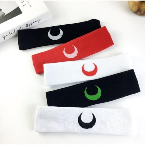 Anime Lovely Girl Tsukino Usagi Moon Cosplay Sports Headband Hip Hop Bind Headband Knitted Sweat-Absorbing Headband Fitness