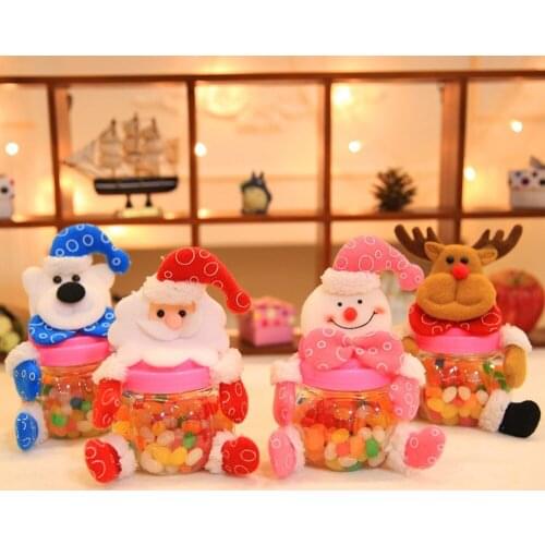 Empty Santa Claus Snowman Elk Bear Candy Packaging Candy Chocolates Jar Children Gift Christmas Favor 10 pcs/lot DEC435