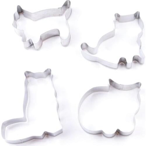 Christmas Cartoon Cat Wand Cookie Cutter Stainless Steel Biscuit Mold Cookie Cookie Gingerbread Man Cookie Kitchen Baking Tools