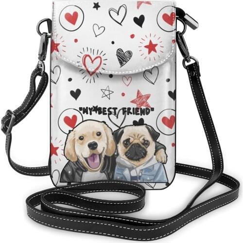 New Small Square Bag Fashion Mobile Phone Bag Shoulder Bag My Best Friend Puppy Pattern Crossbody Bag Casual Handbag