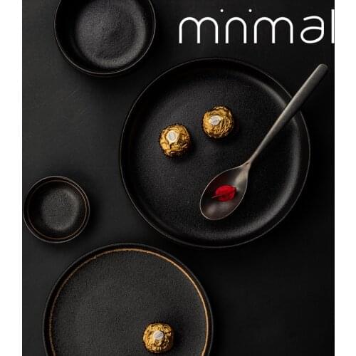 Nordic minimalist style household thickened ceramic black plates, dishes, western dishes, steak dishes, western tableware set