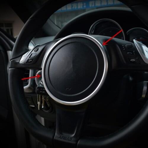 Interior Steering Wheel Decorative Cover Trim For Porsche Panamera Cayenne Macan 2010-16 Aluminium Alloy Sequins