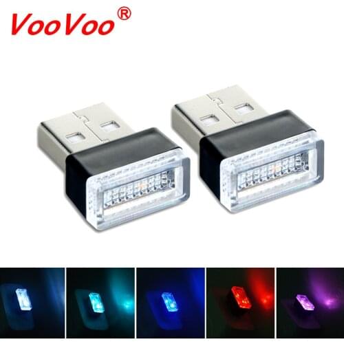 VooVoo Car LED Atmosphere Lights w/ USB Sockets Interior Decorative Lamp Emergency Lighting Universal For PC USB Plug Play