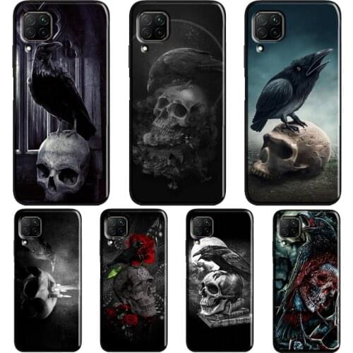 Crow Skull Raven Moonlight Case For Huawei P40 P30 P20 Mate 20 Lite P Smart Z 2019 2021 Nova 5T Honor 20 Pro 9X 8X
