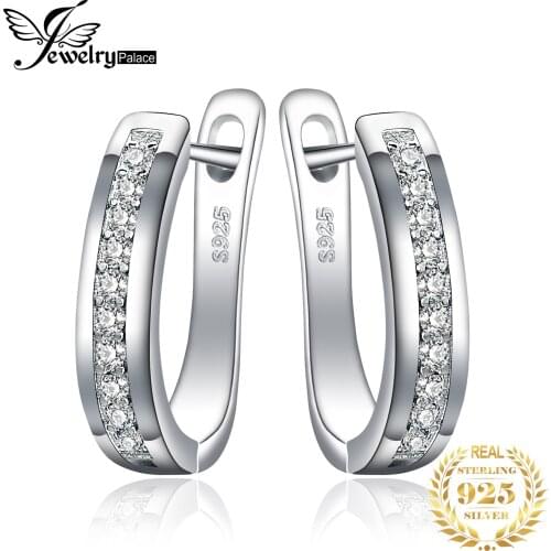 JewelryPalace CZ Clip Earrings 925 Sterling Silver Earrings For Women Channel Eternity Korean Earrings Fashion Jewelry 2021