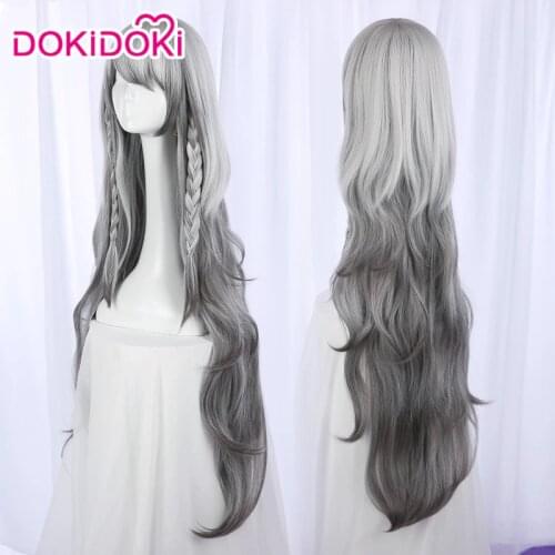 DokiDoki Game Arknights Pramanix Cosplay Wig Women Long Grey Hair Arknights Pramanix Cosplay Wig Heat Resistant