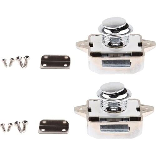 2 Pcs Push Button Latch Lock Keyless For Marine RV Cabinet Cabinet Boat Accessories Marine
