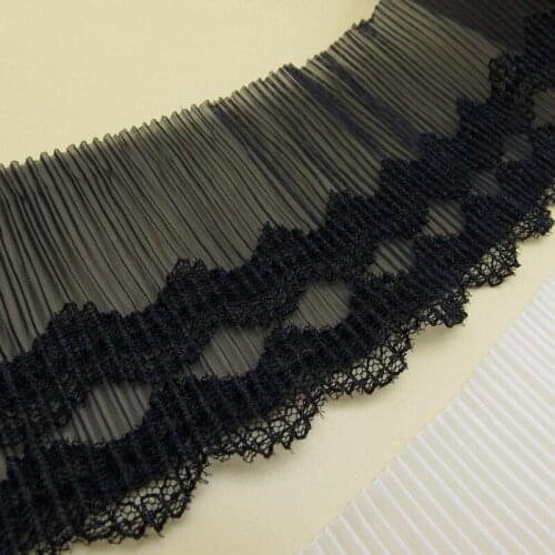 3 meters black and white high quality crumpled glass yarn lace exquisite lace crimping lace width about 7.5cm ss161