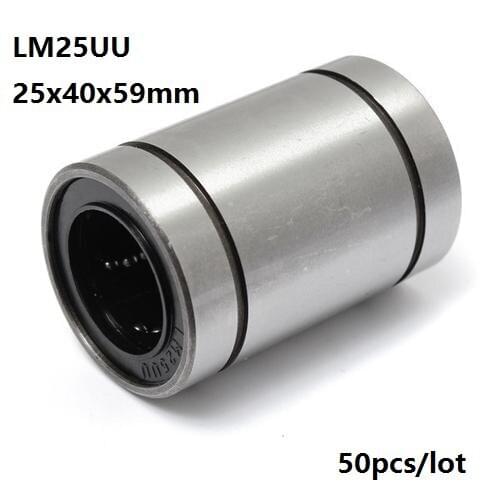50pcs/lot LM25UU LM25 25x40x59mm Linear motion bearings bushings for 3D printer CNC router parts 25*40*59mm