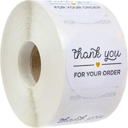 Round Paper Thank You For Your Order Sticker 100-500pcs Thanks For Shopping Shop Local Handmade Sticker White Label Stickers