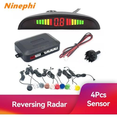 Car LED Parking Sensor Kit 4 Sensors 22mm Reverse Radar Sound Alert Indicator System For Hyundai Vw Toyota Brazil Free Shipping