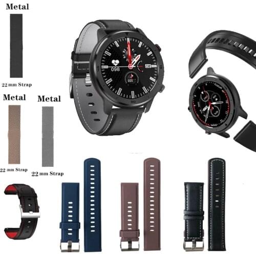 Smart Watch Accessories 22mm Silica Leather Steel Strap For Smart Watch DT78 L9 L13 Wearable Devices Magnetic Charging Cable