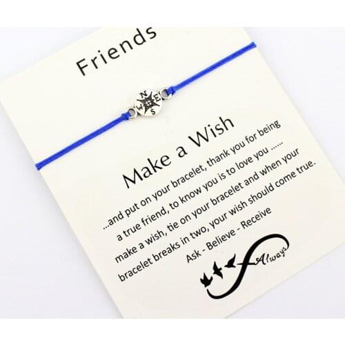 Friends Dream Grandma Granddaughters Aunt Niece Mother Mom Daughters Gift Make a Wish Silver Compass Bracelets for Women