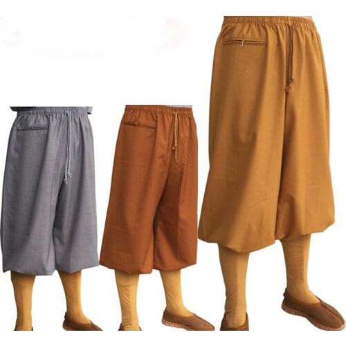 3color unisex shaolin monks kung fu tai chi trousers high quality lay meditation pants martial arts Spring&Autumn