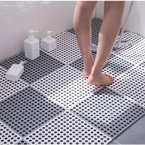 Household PVC Splicing Bathroom Non-slip Mat Small Hole Water-proof Hollow Plastic Foot Pad Shower Room Bath Mat 30*30cm*2pc/set