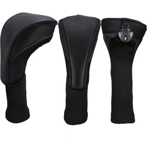 Black Golf Head Covers Driver 1 3 5 Fairway Woods Headcovers For Golf Club Fits All Fairway And Driver Clubs 3Pcs