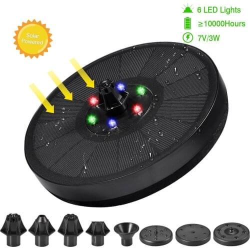 7V/3W Solar Fountain Colorful LED Lights Swimming Pools Floating Fountain For Garden Pond Pool Bird Bath Outdoors Decoration New