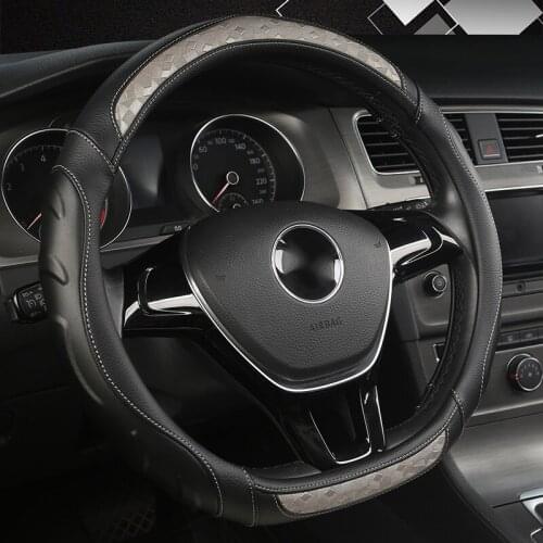 D Shape Car Steering Wheel Cover Leather for Golf K3 POLO JATTA Suzuki Swift Nissan Rogue 2017 2018 2019 2020