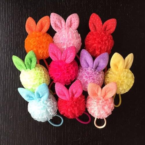 2pcs kids Rabbit Ears Hair Ornaments Tie Bow women hairband Headband ball flower Bow Headbands Hair scrunchy girls Accessories