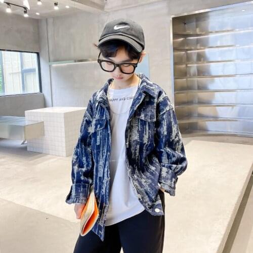 Children Fashion Retro Denim Jacket Kids Boys Spring Autumn Korean Casual Outwear Teen Clothes Tops 5 6 7 8 9 10 11 12 13 14 15y