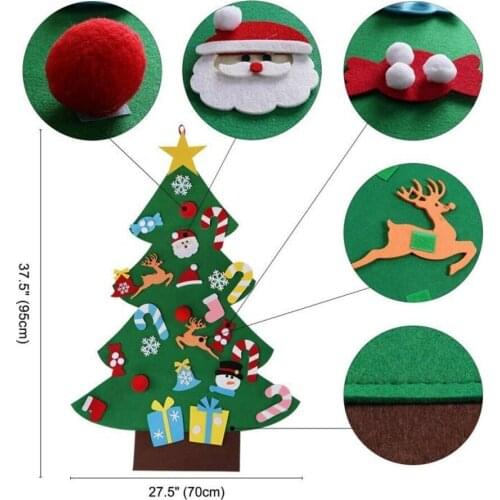 DIY Felt Christmas Tree Set Removable Wall Hanging Ornaments Home School Xmas Hand Craft Decorations Xmas Children Gifts