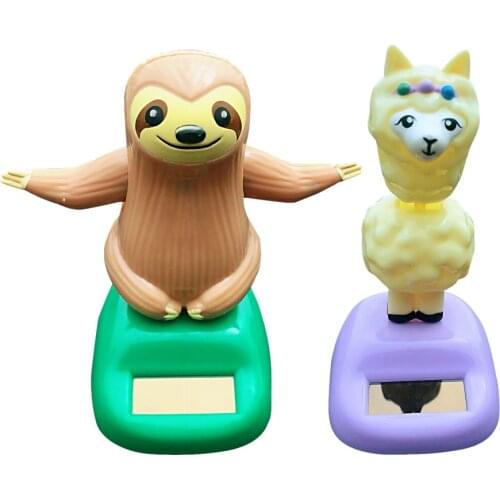 Solar Toy Powered Car Decoration Sheep Sloth Car Accessories Cartoon Head Shaking Doll Innovative Halloween Gift Car Ornament