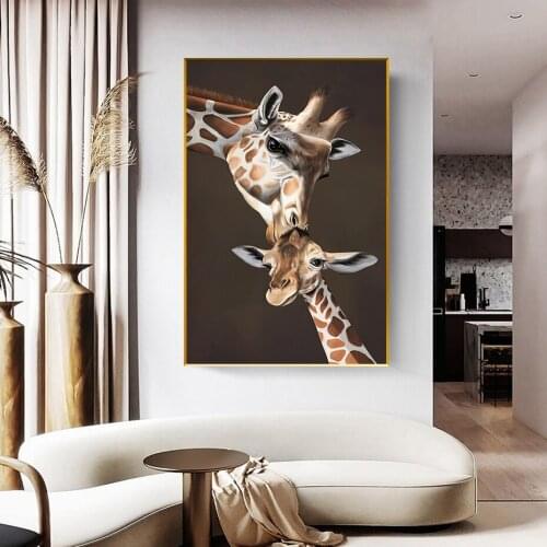 Canvas Prints Animals Pictures Giraffes Family Love Posters Modern Living Room Bedroom Wall Art Painting Warmly Home Decoration