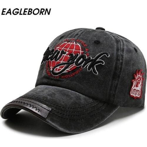 Men Women Fashion Baseball Cap Embroidery New York Baseball Cap Washed Letter Retro Cap Leisure Young People Black Hat Men Caps